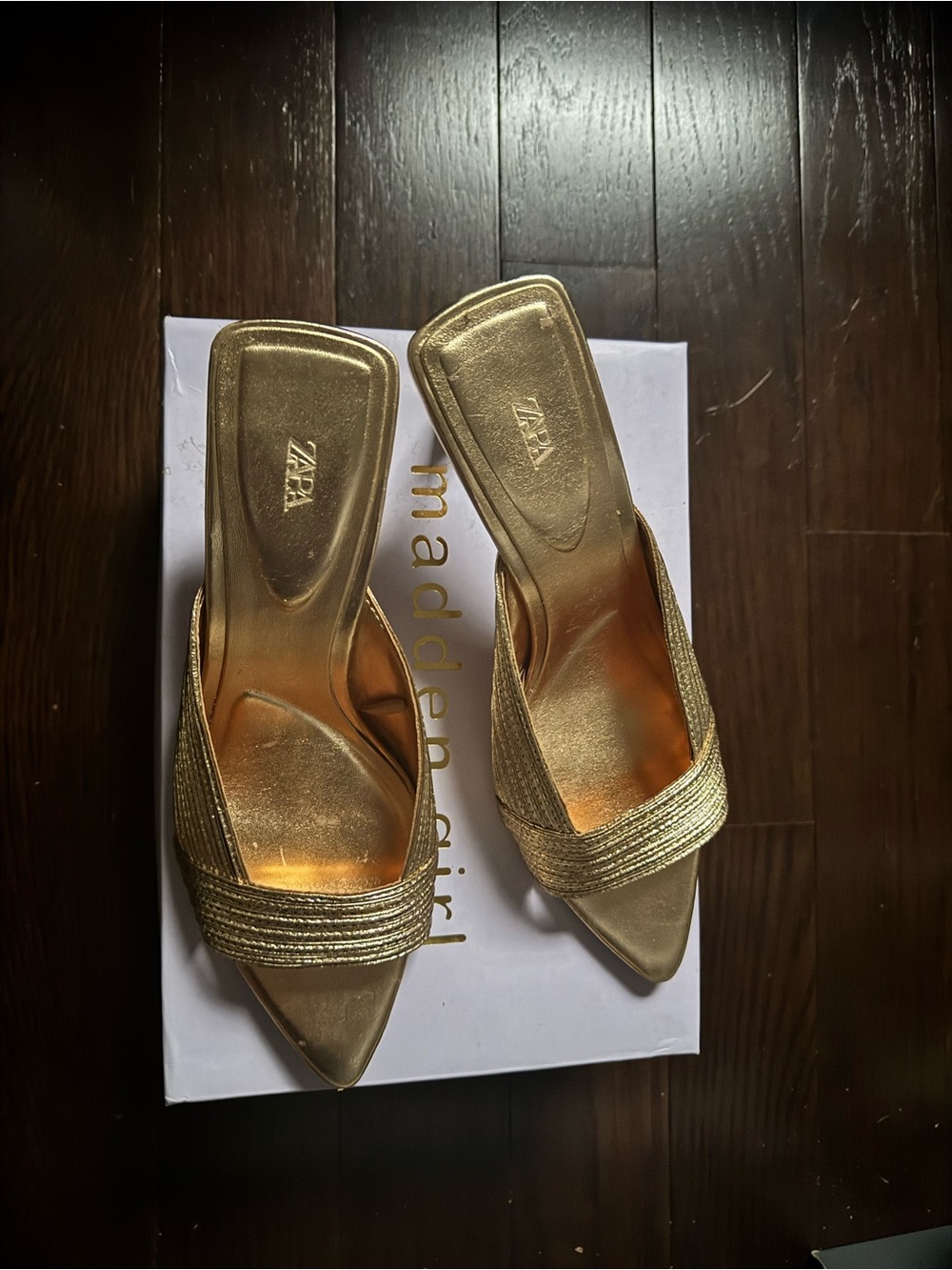 Zara Gold Metallic Open-Toe Heel Mule - Picture 2 of 3